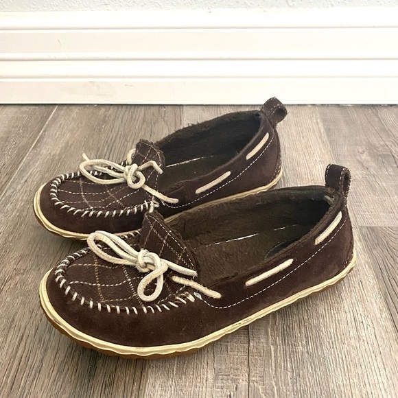 L.L. Bean Brown Fleece Loafers Slippers Cozy Warm - Picture 1 of 7